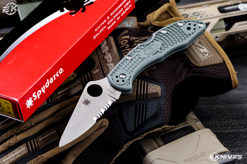 Spyderco Delica 4 Lightweight Knife Foliage Green FRN 2.9" Satin Serrated C11PSFG (SC11PSFG)