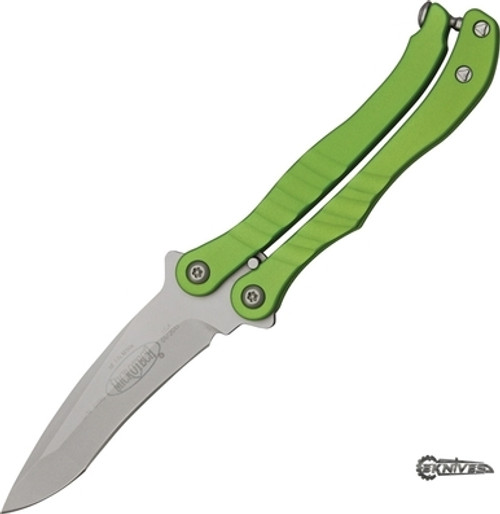MICROTECH METALMARK BALISONG BUTTERFLY KNIFE ZOMBIE GREEN STONEWASH