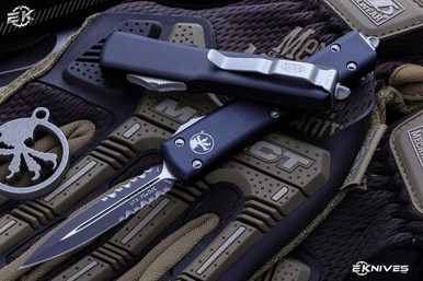 Microtech UTX-70 OTF Automatic 2.3" 204P D/E Dagger Serrated Black 147-2