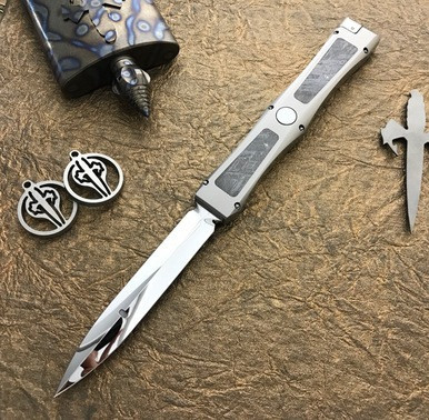 Marfione Custom Dragonslayer IV Titanium Meteorite Inlay M390 DE Mirror Polish Dagger