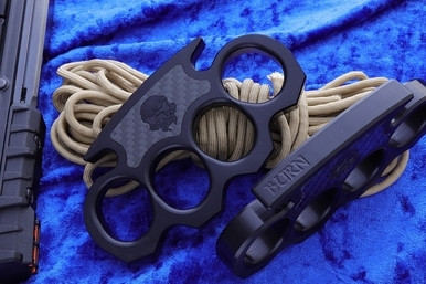 Burn Knives Custom Knucks Black Classic 7075 Alloy CF Inlay
