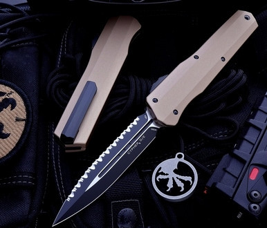Microtech Cypher Tan Handle OTF Serrated 242S-3TA John Wick 3