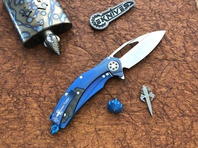 Marfione Custom Mini Matrix R Asteria Blue CF/Titanium Stonewash M390