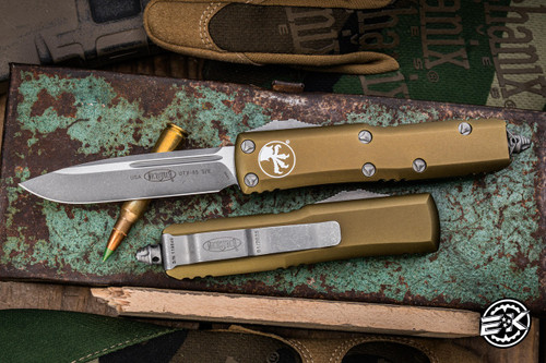 Microtech UTX-85 OD Green OTF Automatic Knife S/E 3" M390 Apocalyptic Stonewash 231-10APOD