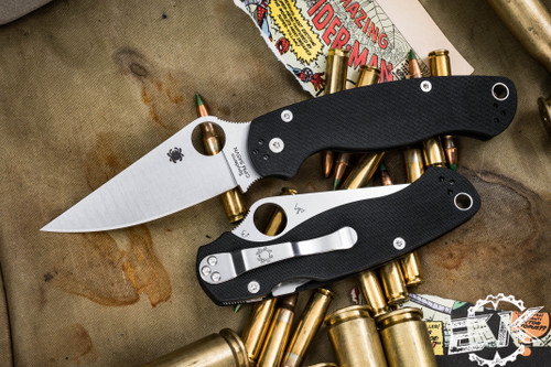 Spyderco Paramilitary 2 Folding Knife Black G10 3.4" CPM S45VN Drop Point Satin C81GP2