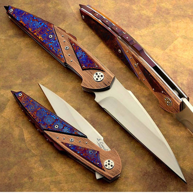 Sergio Consoli Knives Linerlock Flipper Timascus Bronze  RWL34 Hand Satin Blade