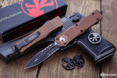 Microtech Combat Troodon Tan OTF Automatic 3.8" M390 Black Serrated 142-2TA