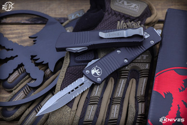 Microtech Troodon OTF Automatic D/E 3" XHP Dagger Stonewash Serrated 138-11