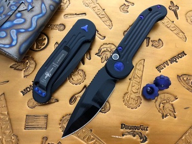 Marfione Custom LUDT Purple Haze Accents Meteorite Button M390 DLC Apocalyptic Compound Grind