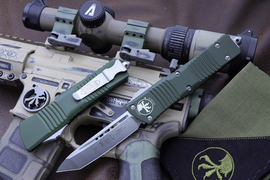 Microtech Combat Troodon Green OTF Knife 3.8" Tanto Satin 144-4OD