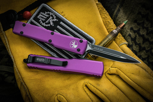 Microtech UTX-70 OTF Automatic Knife Violet 2.4\" Dagger Black 147-1VI