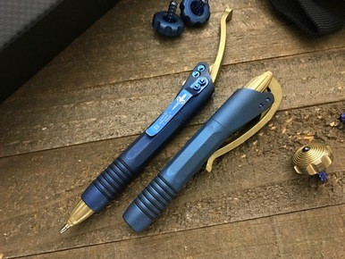 Microtech Marfione Custom Siphon II Asteria Blue Titanium Brass Lever