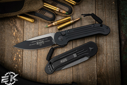 Microtech LUDT Black Aluminum Automatic Folding Knife 3.4\" Black Tactical 135-1T