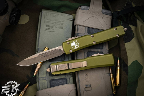 Microtech Ultratech OTF Automatic Knife OD Green 3.4\" Drop Point Bronze  121-13OD