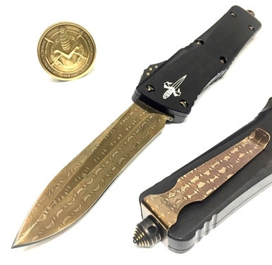 Microtech Marfione Custom Combat Troodon Bronze Vegas Forge Razorwire Damascus