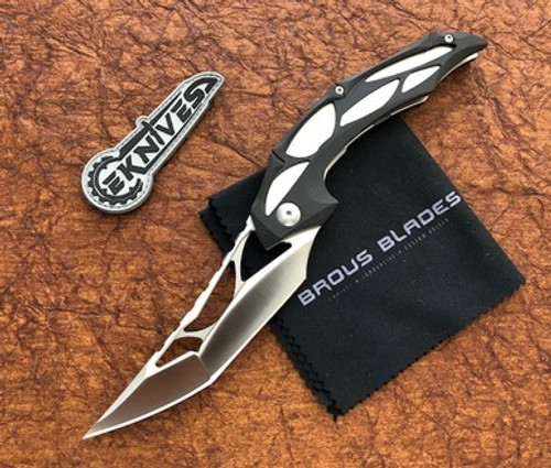 Brous Blades/Elijah Isham Echelon Black G10 Flipper Liner Lock 4.1" Satin