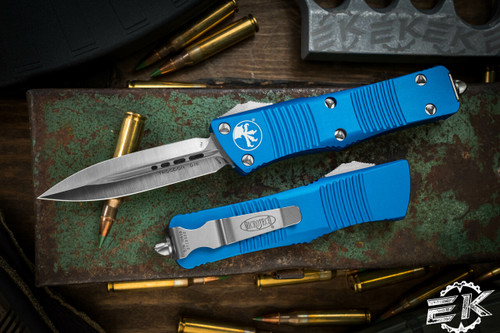 Microtech Troodon Blue OTF Automatic Knife D/E 3" Dagger Satin 138-4BL