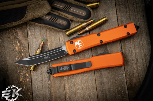 Microtech Ultratech OTF Automatic Knife Orange 3.4" Tanto Black 123-1OR 