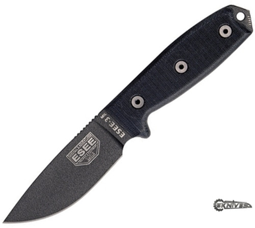 ESEE MODEL 3 BLACK G-10 FIXED BLADE SURVIVAL KNIFE PLAIN