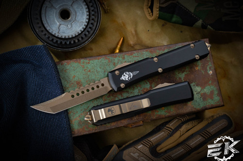 Microtech Ultratech Hellhound OTF Automatic Knife Black 3.4\" Bronze 119-13S