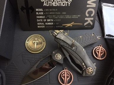 Microtech Marfione Custom Mini Matrix R Carbon Fiber M390 DLC Mirror Polish
