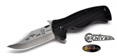 EMERSON KNIVES RANGEMASTER SHEEPDOG BOWIE FLIPPER BLACK PLAIN BT