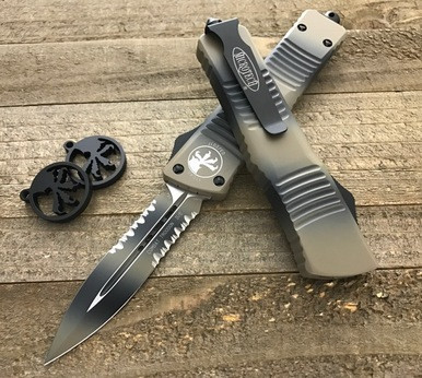 Microtech Combat Troodon Tan Camo DE Serrated 142-3TC