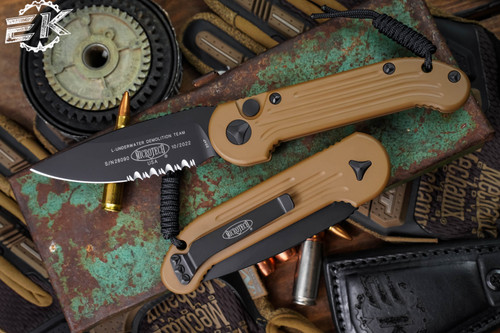 Microtech LUDT Automatic Folding Knife Tan 3.4" Black Serrated 135-2TA