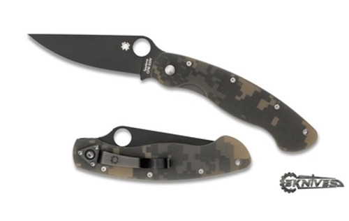 SPYDERCO MILITARY CAMO BLACK PLAIN BLADE CPM S30V C36GCMOBK