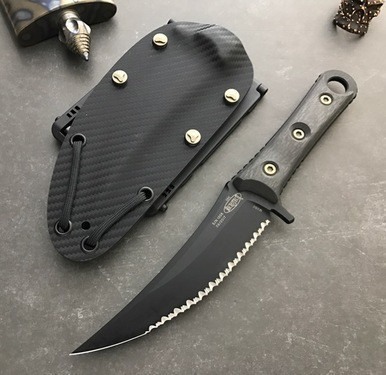 Microtech SBK Black Carbon Fiber DLC Serrated 200-3DLC