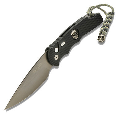 Protech TR-4.74 Skull Inlay Ltd Edition Super Grip Gray DLC TR-4.74
