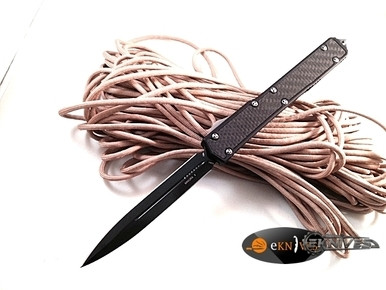 MICROTECH MAKORA II CARBON FIBER OTF AUTO BLACK PLAIN 106-1