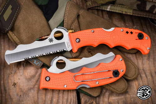 SPYDERCO ASSIST Lockback ORANGE FRN RESCUE KNIFE 3.6\" VG-10 Serrated C79OR