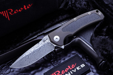 Reate Knives Mini Horizon D Bronze Titanium Carbon Fiber Framelock Damasteel