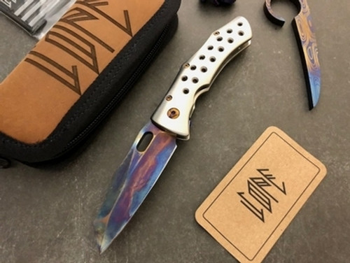 ED Cope Designs SR.33 Titanium Milled Timascus Clip SM100 Steel Blade Show 2018