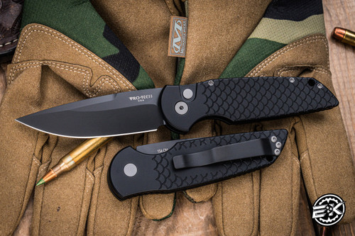 ProTech TR-3 X1 Automatic Folding Knife Black Fish Scale 3.5" Black