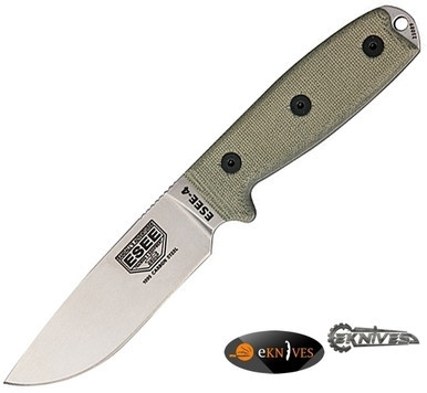 ESEE MODEL 4 GREEN CANVAS MICARTA SURVIVAL KNIFE PLAIN