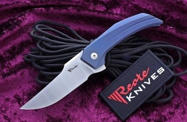 Reate Knives/Tashi Bharucha Starboy Blue Titanium Framelock Knife 3.25" RWL-34 Hand Rubbed Satin