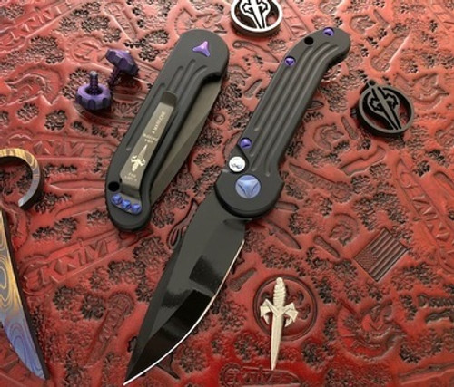 Marfione Custom LUDT Purple Haze Accents Abalone Button M390 DLC Apocalyptic Compound Grind