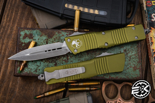 Microtech Combat Troodon OTF Automatic Knife OD Green 3.8\" Dagger Apocalyptic Stonewash 142-10APOD
