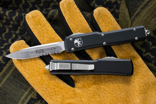 Microtech UTX-70 OTF Automatic Knife 2.4\" Drop Point Satin Serrated 148-5