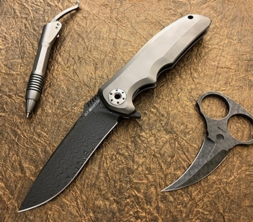 RJ Martin TMF Custom Titanium Milled Damascus Recurve 2018 Blade Show