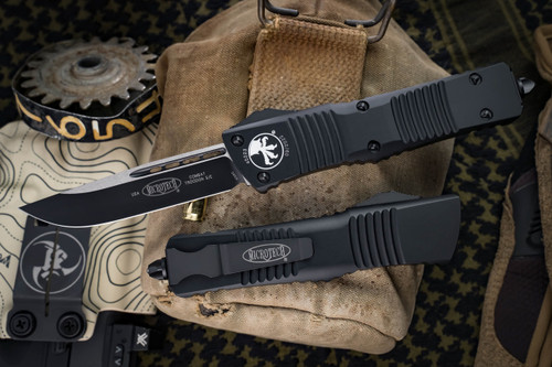 Microtech Combat Troodon OTF Automatic Knife Black 3.8\" Drop Point Black 143-1T