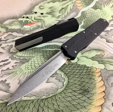 Microtech Cypher Black OTF MK7 Wharcliffe Stonewash M390 241M-10