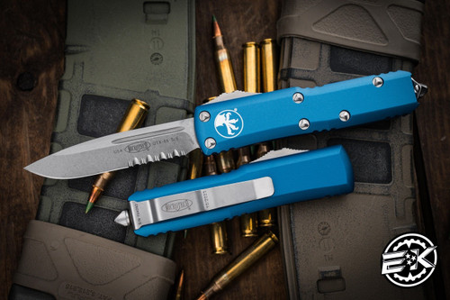  Microtech UTX-85 Blue SE Stonewash Serrated 231-11BL