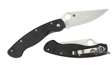 SPYDERCO MILITARY LEFT HAND BLACK PLAIN BLADE G-10 CPM S30V C36GLE
