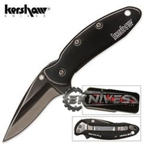 KERSHAW CHIVE 1600 KEN ONION TUNGSTEN ASSISTED BLACK PLAIN BLADE