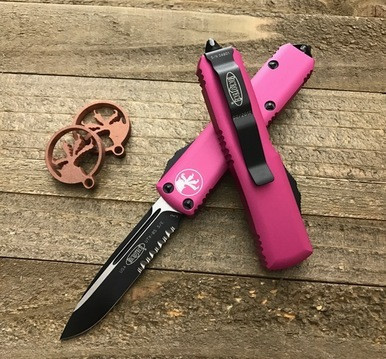 Microtech UTX-85 Pink OTF S/E Black Serrated 231-2PK