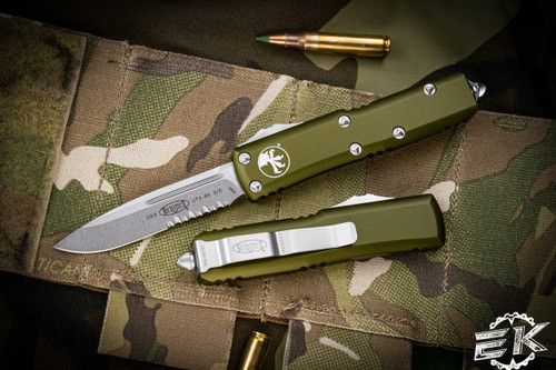 Microtech Ultratech OD Green Contour Tanto Stonewash Serrated 123-11OD