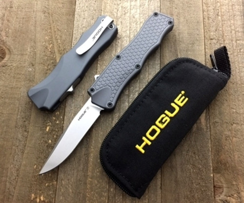 Hogue Knives OTF Gray 3.3" Clip Point Stonewash